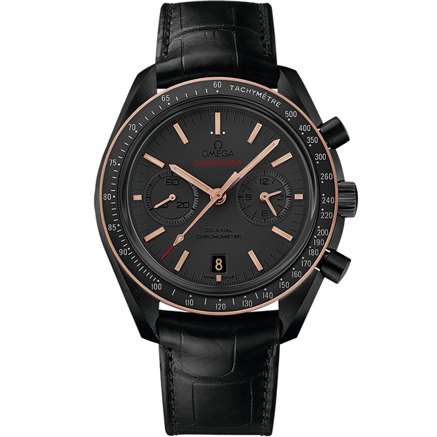 Omega Speedmaster Dark Side of the Moon 44.25 mm, black ceramic on leather strap