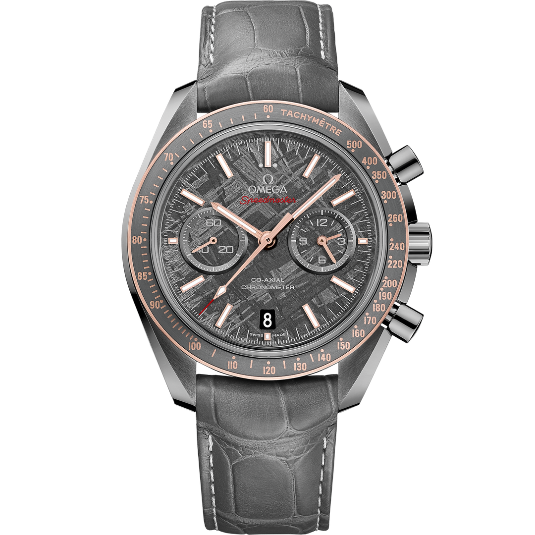 Omega Speedmaster Dark Side of the Moon 44.25 mm, grey ceramic on leather strap with foldover clasp