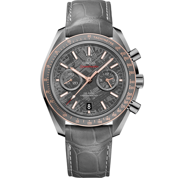 Omega Speedmaster Dark Side of the Moon 44.25 mm, grey ceramic on leather strap with foldover clasp