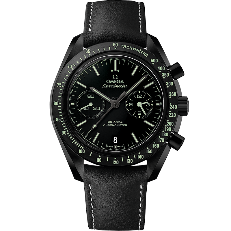 Omega Speedmaster Dark Side of the Moon 44.25 mm, black ceramic on leather strap