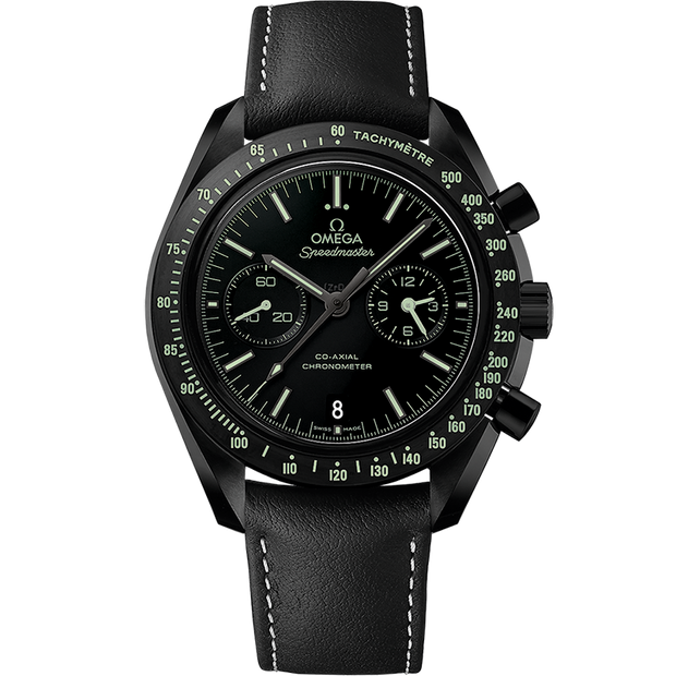 Omega Speedmaster Dark Side of the Moon 44.25 mm, black ceramic on leather strap