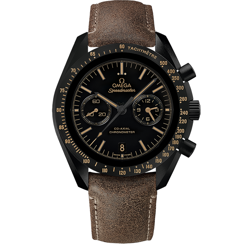 Omega Speedmaster Dark Side of the Moon 44.25 mm, black ceramic on leather strap