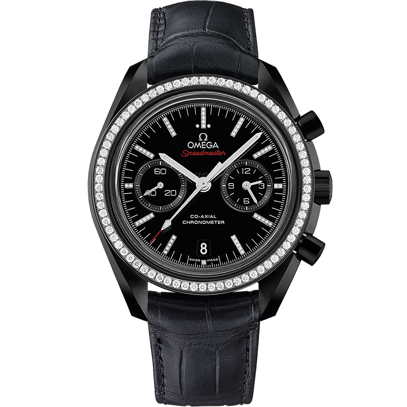 Omega Speedmaster Dark Side of the Moon 44.25 mm, black ceramic on leather strap