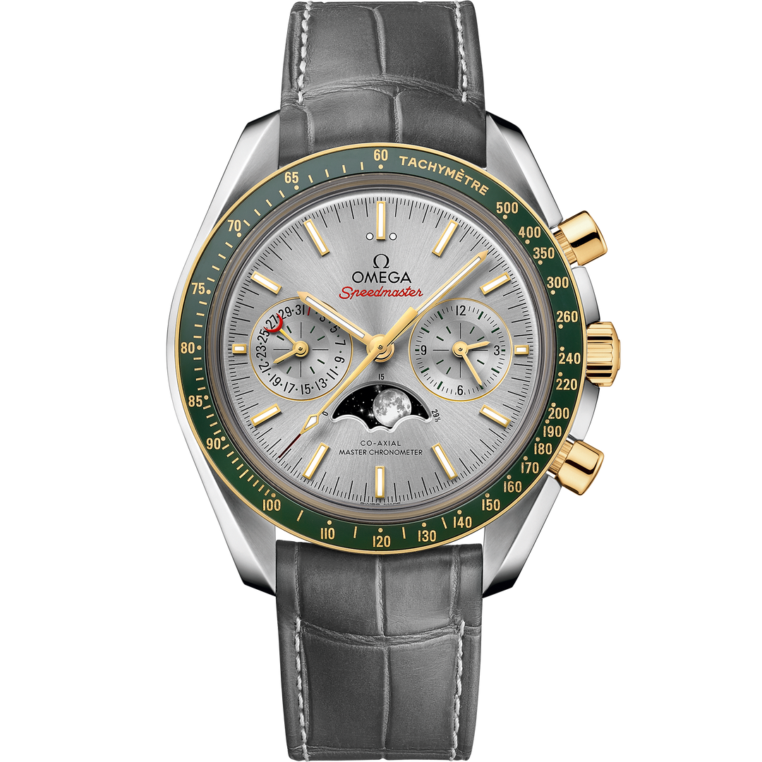 Omega Speedmaster Moonphase 44.25 mm, steel - yellow gold on leather strap