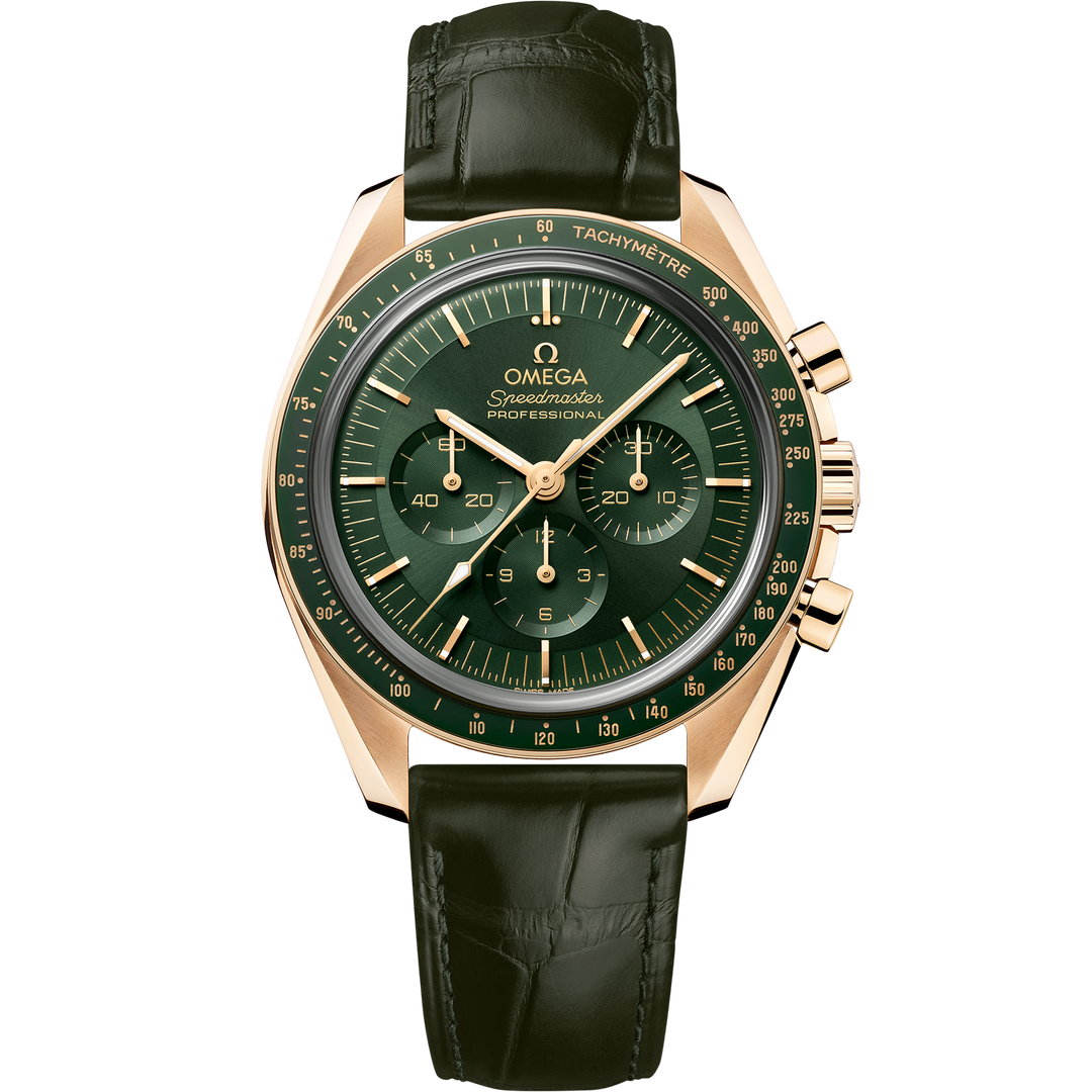 Omega Speedmaster Moonwatch Professional 42 mm, Moonshine™ gold on leather strap