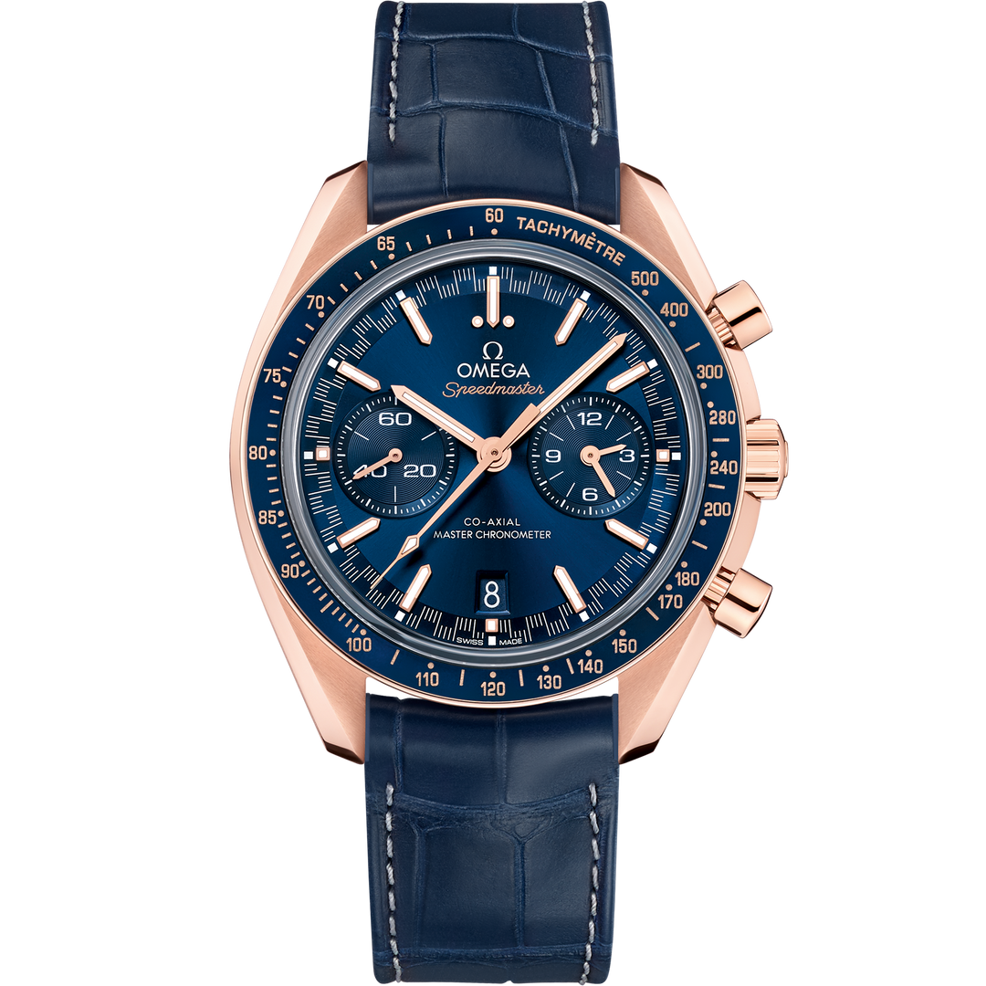 Omega Speedmaster Racing 44.25 mm, Sedna™ gold on leather strap