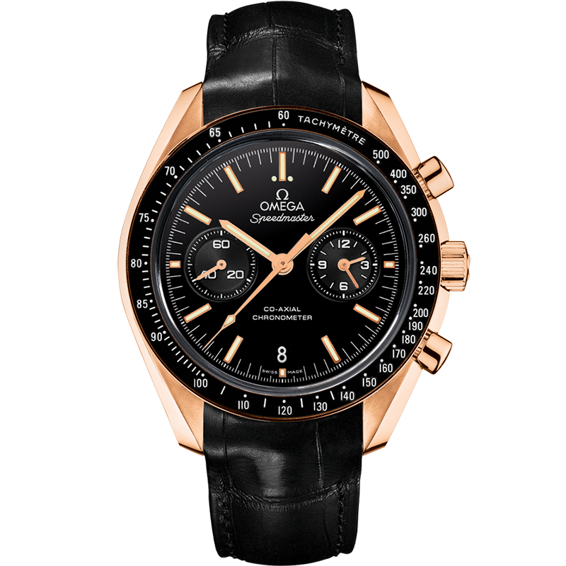 Omega Speedmaster Two Counters 44.25 mm, orange gold on leather strap