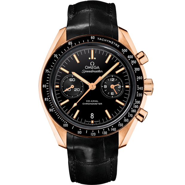 Omega Speedmaster Two Counters 44.25 mm, orange gold on leather strap