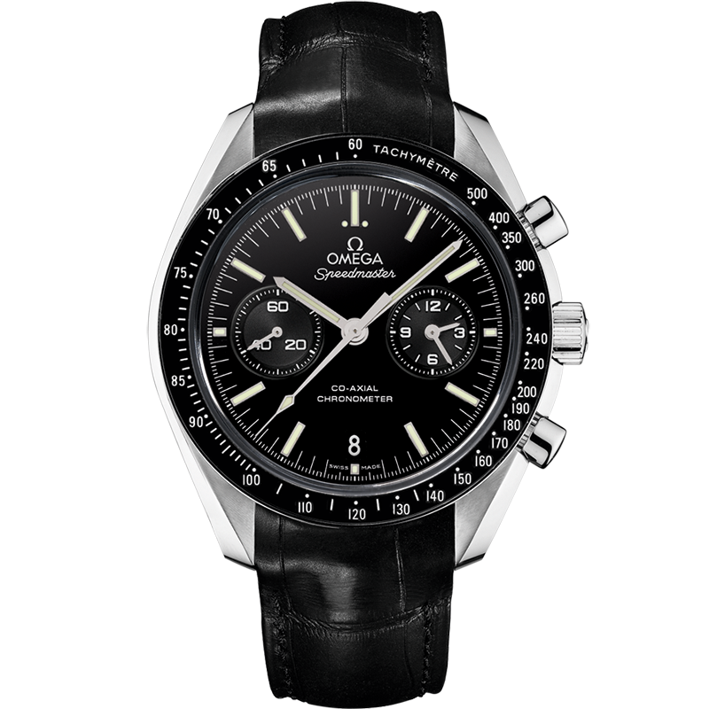 Omega Speedmaster Two Counters 44.25 mm, platinum on leather strap