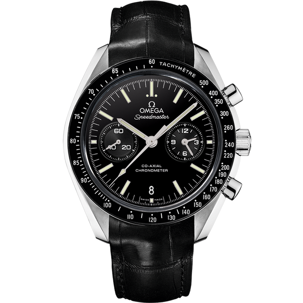 Omega Speedmaster Two Counters 44.25 mm, platinum on leather strap