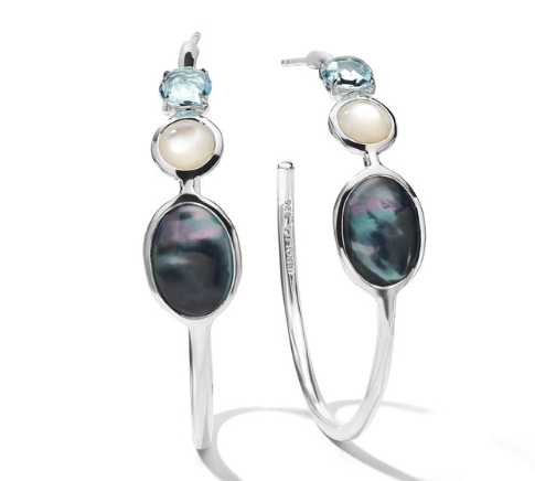 3-Stone ROCK CANDY LUCE Hoop Earrings in Sterling Silver