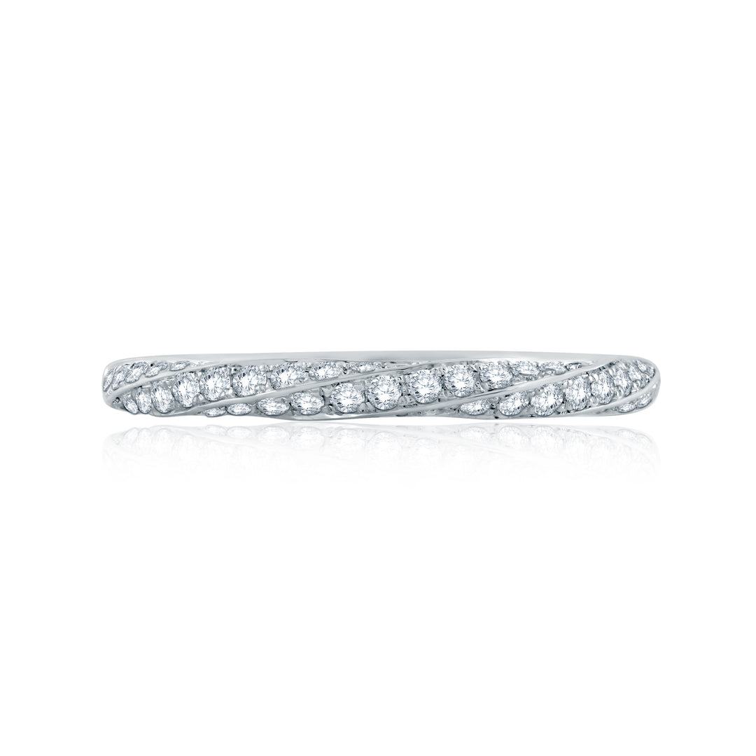 Twist Pave Diamond Half Circle Stackable Band